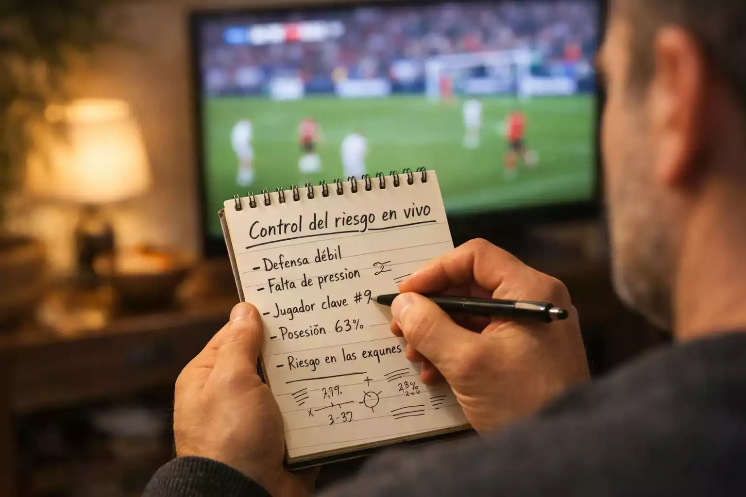 Persona tomando notas mientras ve un partido