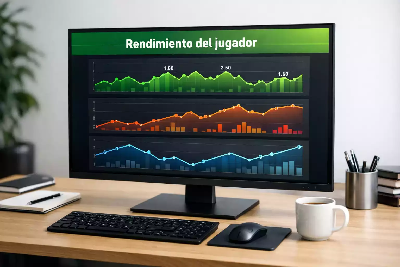 Gráficos de rendimiento deportivo en pantalla