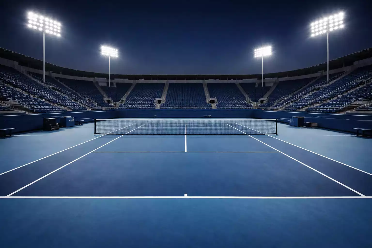 Pista dura azul de torneo profesional